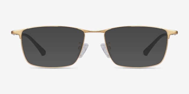 Fielder Gold TitaniumEyeglass Frames from EyeBuyDirect, with Tinted Lenses