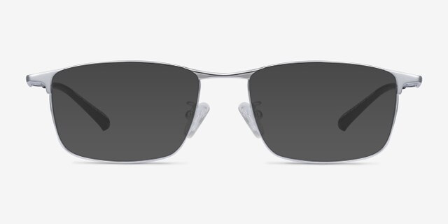Fielder Silver TitaniumEyeglass Frames from EyeBuyDirect, with Tinted Lenses
