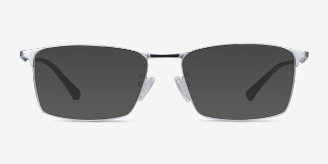 Decider Silver TitaniumEyeglass Frames from EyeBuyDirect, with Tinted Lenses