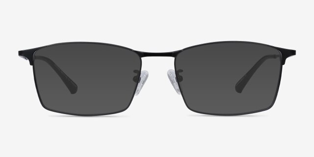 Decider Black TitaniumEyeglass Frames from EyeBuyDirect, with Tinted Lenses