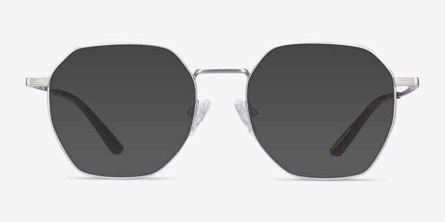 Comet Silver TitaniumEyeglass Frames from EyeBuyDirect, with Tinted Lenses