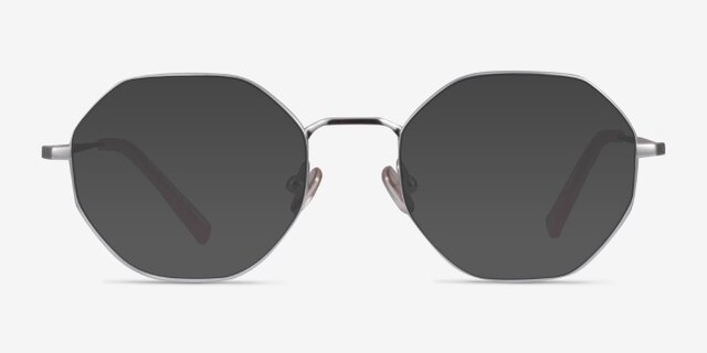 Cecily Silver TitaniumEyeglass Frames from EyeBuyDirect, with Tinted Lenses