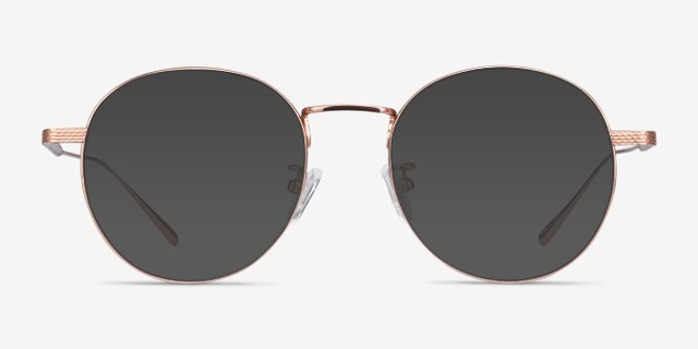 Geometry Rose Gold TitaniumEyeglass Frames from EyeBuyDirect, with Tinted Lenses