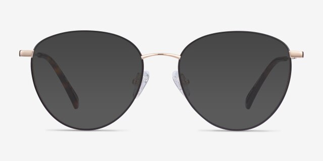 Lila Black & Gold TitaniumEyeglass Frames from EyeBuyDirect, with Tinted Lenses