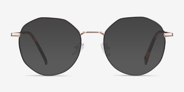 Julia Black & Gold TitaniumEyeglass Frames from EyeBuyDirect, with Tinted Lenses