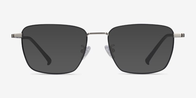 Lorem Black Silver TitaniumEyeglass Frames from EyeBuyDirect, with Tinted Lenses