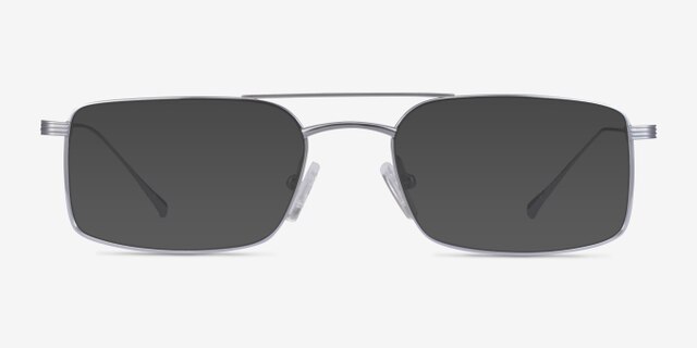 Johnson Silver TitaniumEyeglass Frames from EyeBuyDirect, with Tinted Lenses