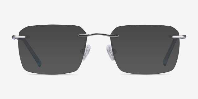 Nate Silver Clear Blue TitaniumEyeglass Frames from EyeBuyDirect, with Tinted Lenses