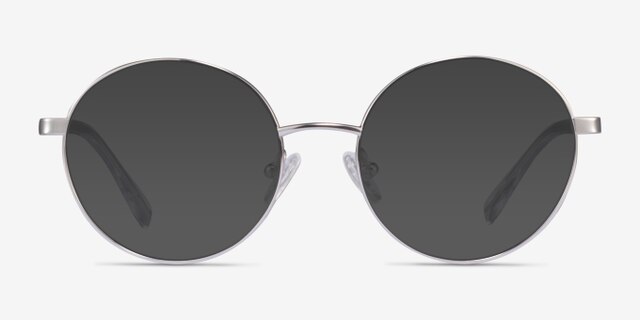 Sahel Silver TitaniumEyeglass Frames from EyeBuyDirect, with Tinted Lenses