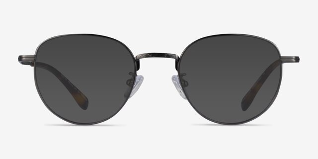 Scottie Gunmetal TitaniumEyeglass Frames from EyeBuyDirect, with Tinted Lenses