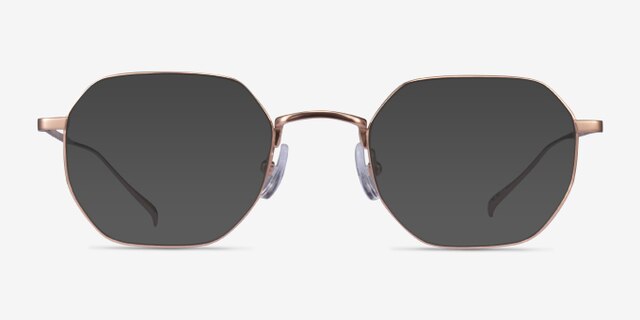 Virgil Rose Gold TitaniumEyeglass Frames from EyeBuyDirect, with Tinted Lenses