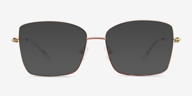 Typhon Shiny Gold TitaniumEyeglass Frames from EyeBuyDirect, with Tinted Lenses