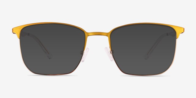 Notus Shiny Gold TitaniumEyeglass Frames from EyeBuyDirect, with Tinted Lenses