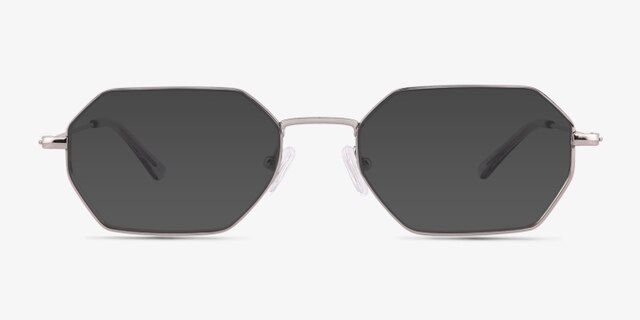 Bidu White Silver TitaniumEyeglass Frames from EyeBuyDirect, with Tinted Lenses