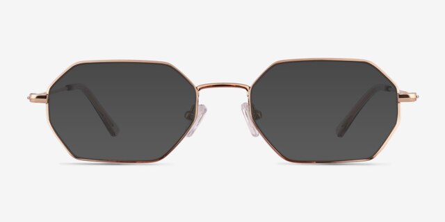 Bidu Shiny Gold TitaniumEyeglass Frames from EyeBuyDirect, with Tinted Lenses
