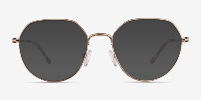 Zeus Shiny Gold TitaniumEyeglass Frames from EyeBuyDirect, with Tinted Lenses