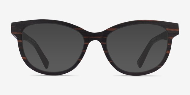 Botany Striped Dark Wood Eco-friendlyEyeglass Frames from EyeBuyDirect, with Tinted Lenses