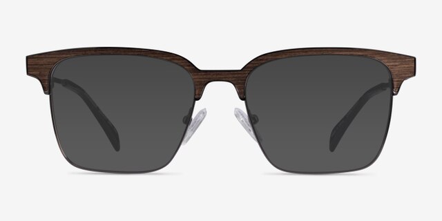 Evergreen Gunmetal & Wood Wood-textureEyeglass Frames from EyeBuyDirect, with Tinted Lenses