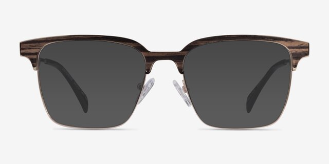 Evergreen Gold & Striped Wood Eco-friendlyEyeglass Frames from EyeBuyDirect, with Tinted Lenses