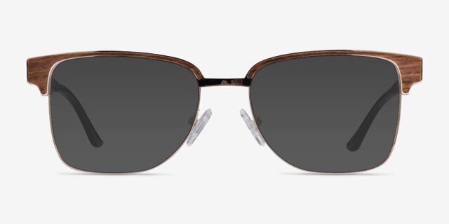 Biome Gold, Black & Light Wood AcetateEyeglass Frames from EyeBuyDirect, with Tinted Lenses