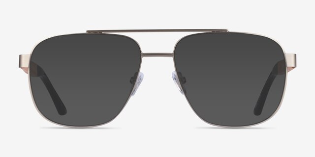 Miramar Matte Silver Eco-friendlyEyeglass Frames from EyeBuyDirect, with Tinted Lenses