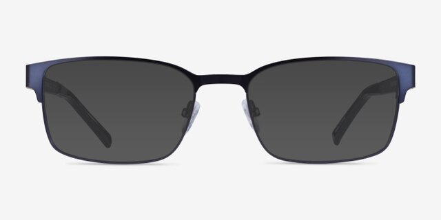 Monsoon Dark Blue Wood-textureEyeglass Frames from EyeBuyDirect, with Tinted Lenses