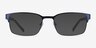Monsoon Dark Blue Wood-textureEyeglass Frames from EyeBuyDirect, with Tinted Lenses