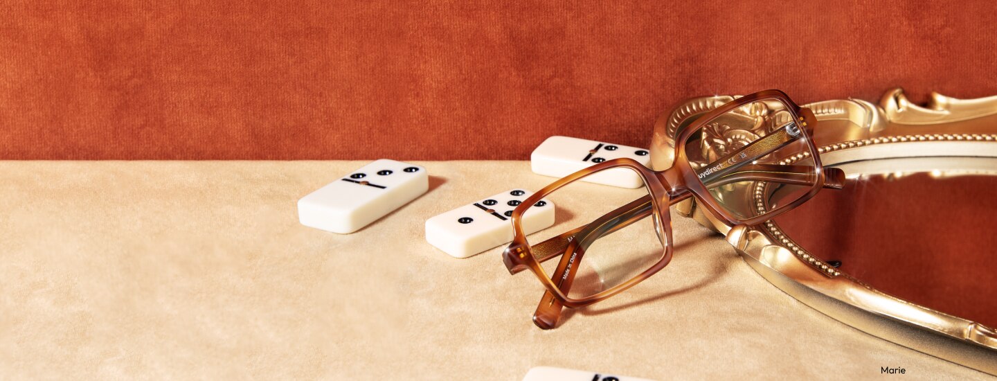Striking acetate and striped patterns infuse each unique pair with sophisticated fun.