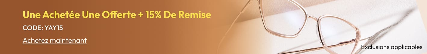 Une Achetée Une Offerte + 15% De Remise CODE: YAY15