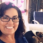 Ingrid F. - Black & Apricot - rectangle - plastic