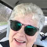 Irene T. - Blue/Floral - round - plastic