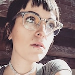 stephanie G. - Speckled Gray - browline - plastic-metal