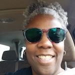 Angela S. - Blue/Floral - round - plastic