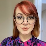 Amber B. - Red/Floral - round - plastic