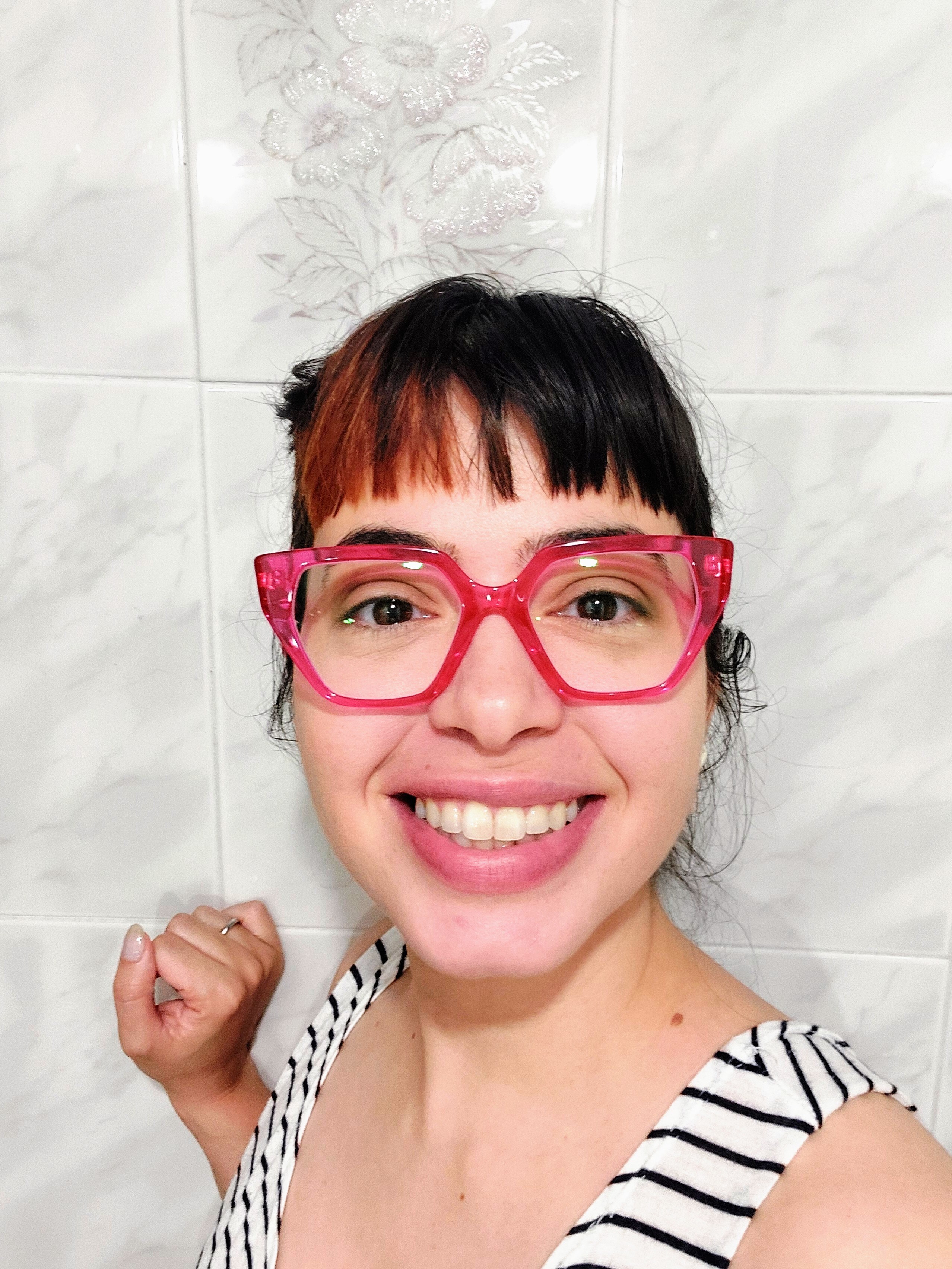 ?️Vibrant Pink Geometric Frames Pink Retro-Vintage Geometric Full-Rim Gradient Sunglasses  main image 3