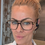 Rachel N. - Striped Green Gold - aviator - acetate